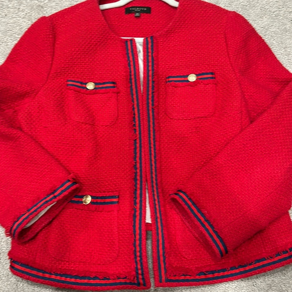 Talbots red lined blazer